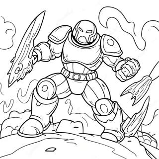 Doom Slayer Battling Demons Coloring Page 13502-11088