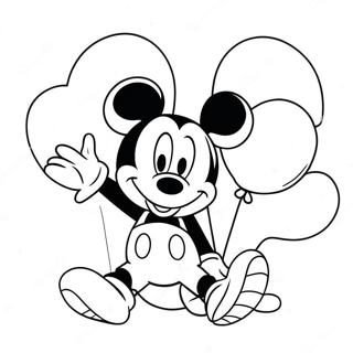 Mickey Mouse With Colorful Balloons Coloring Page 13522-11109