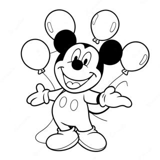 Mickey Mouse With Colorful Balloons Coloring Page 13522-11112