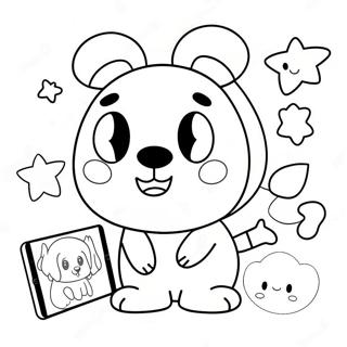 Cute Ipad With Cartoon Characters Coloring Page 13562-11133