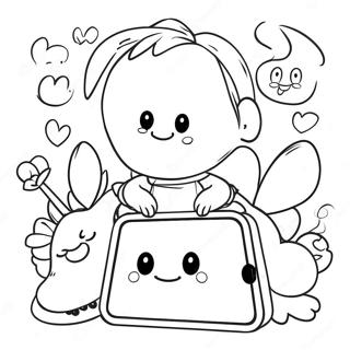 Cute Ipad With Cartoon Characters Coloring Page 13562-11135