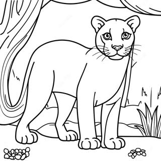 Majestic Cougar In The Wild Coloring Page 13572-11142