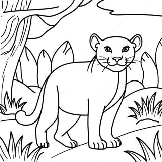 Majestic Cougar In The Wild Coloring Page 13572-11143