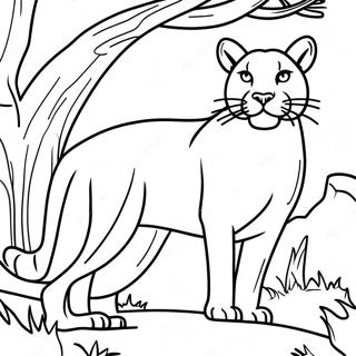 Majestic Cougar In The Wild Coloring Page 13572-11144