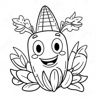 Happy Corn Character Coloring Page 13632-11193