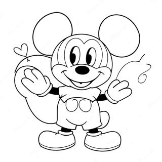 Adorable Mickey Mouse With Heart Balloons Coloring Page 13682-11231