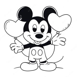 Adorable Mickey Mouse With Heart Balloons Coloring Page 13682-11232