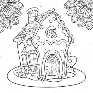 Whimsical Gingerbread House Coloring Page 13762-11295