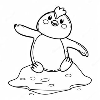 Adorable Penguin Sliding On Ice Coloring Page 13832-11354