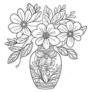 Beautiful Floral Vase Coloring Page 13992-11484