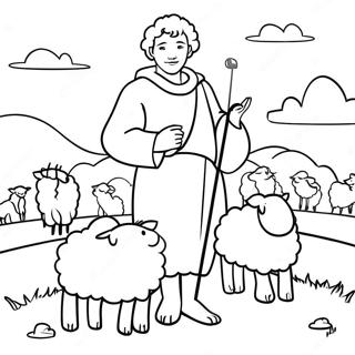 Psalm 23 Shepherd And Sheep Coloring Page 14002-11493