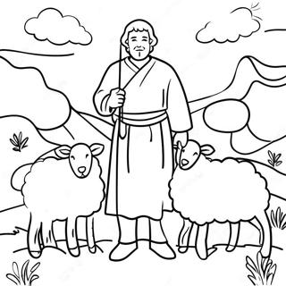 Psalm 23 Shepherd And Sheep Coloring Page 14002-11494