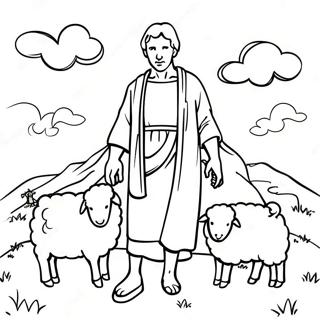 Psalm 23 Shepherd And Sheep Coloring Page 14002-11495