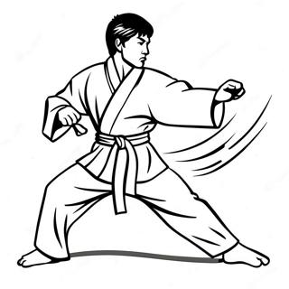 Dynamic Karate Pose Coloring Page 14022-11501