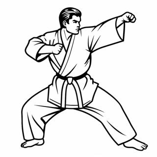 Dynamic Karate Pose Coloring Page 14022-11503