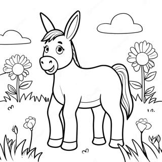 Cute Donkey In A Field Coloring Page 14062-11533