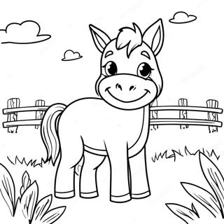 Cute Donkey In A Field Coloring Page 14062-11534