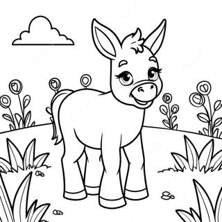 Cute Donkey In A Field Coloring Page 14062-11535