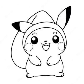 Cute Christmas Pikachu With Santa Hat Coloring Page 14092-11560