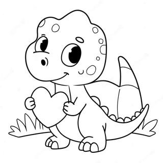 Cute Dinosaur Holding Heart Coloring Page 14162-11618