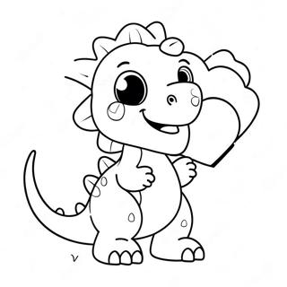 Cute Dinosaur Holding Heart Coloring Page 14162-11619