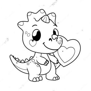 Cute Dinosaur Holding Heart Coloring Page 14162-11620