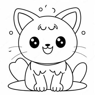 Adorable Kawaii Cat Coloring Page 14282-11713