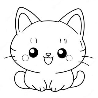 Adorable Kawaii Cat Coloring Page 14282-11716