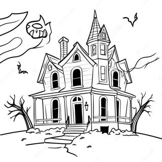 Spooky Haunted House Coloring Page 142-118