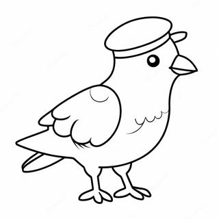 Funny Pigeon With A Hat Coloring Page 14392-11797