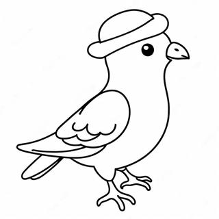 Funny Pigeon With A Hat Coloring Page 14392-11798