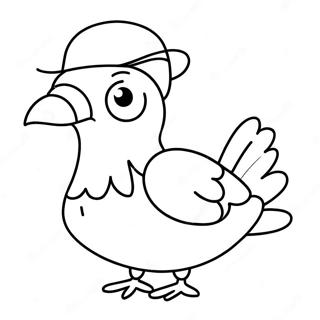 Funny Pigeon With A Hat Coloring Page 14392-11799