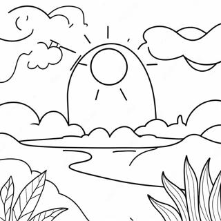 Bright Orange Sunset Coloring Page 14402-11808