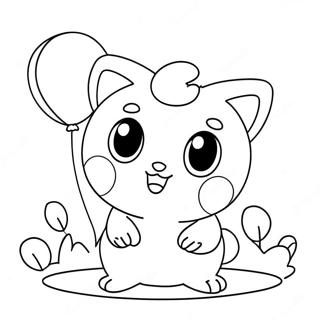 Cute Jigglypuff With Balloons Coloring Page 14422-11824