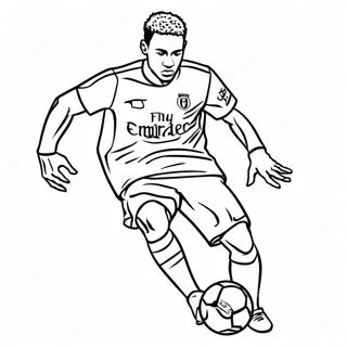 Neymar Dribbling The Ball Coloring Page 1442-1265