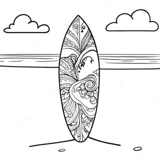 Colorful Surfboard On The Beach Coloring Page 14442-11834