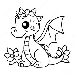 Cute Ender Dragon With Flowers Coloring Page 14452-11843