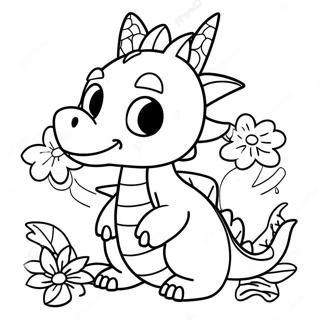 Cute Ender Dragon With Flowers Coloring Page 14452-11844