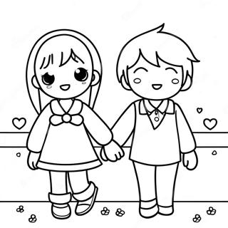 Cute Anime Couple Coloring Pages