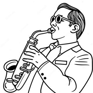 Jazz Musician Playing Saxophone Coloring Page 14531-11902