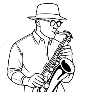 Jazz Musician Playing Saxophone Coloring Page 14531-11903