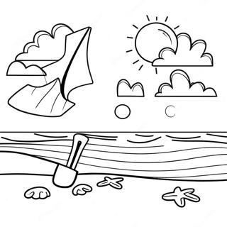 Beach Sunset Coloring Page 14541-11915