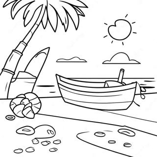 Tropical Beach Scene Coloring Page 14542-11917