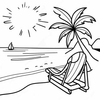 Tropical Beach Scene Coloring Page 14542-11919