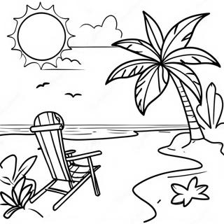 Tropical Beach Scene Coloring Page 14542-11920