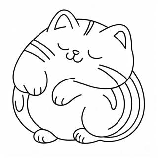 Chubby Fat Cat Sleeping Coloring Page 14552-11925