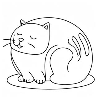 Chubby Fat Cat Sleeping Coloring Page 14552-11926