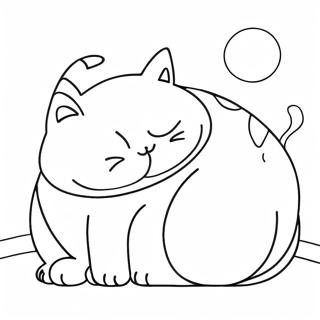 Chubby Fat Cat Sleeping Coloring Page 14552-11927