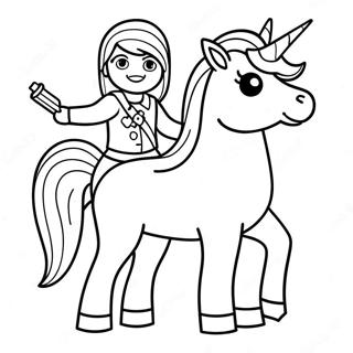 Adventurous Roblox Girl With Unicorn Coloring Page 14602-11962