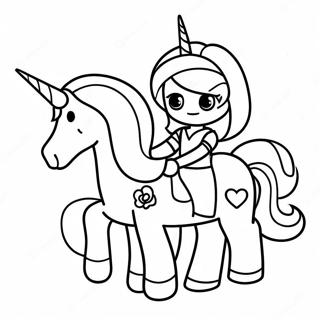 Adventurous Roblox Girl With Unicorn Coloring Page 14602-11963